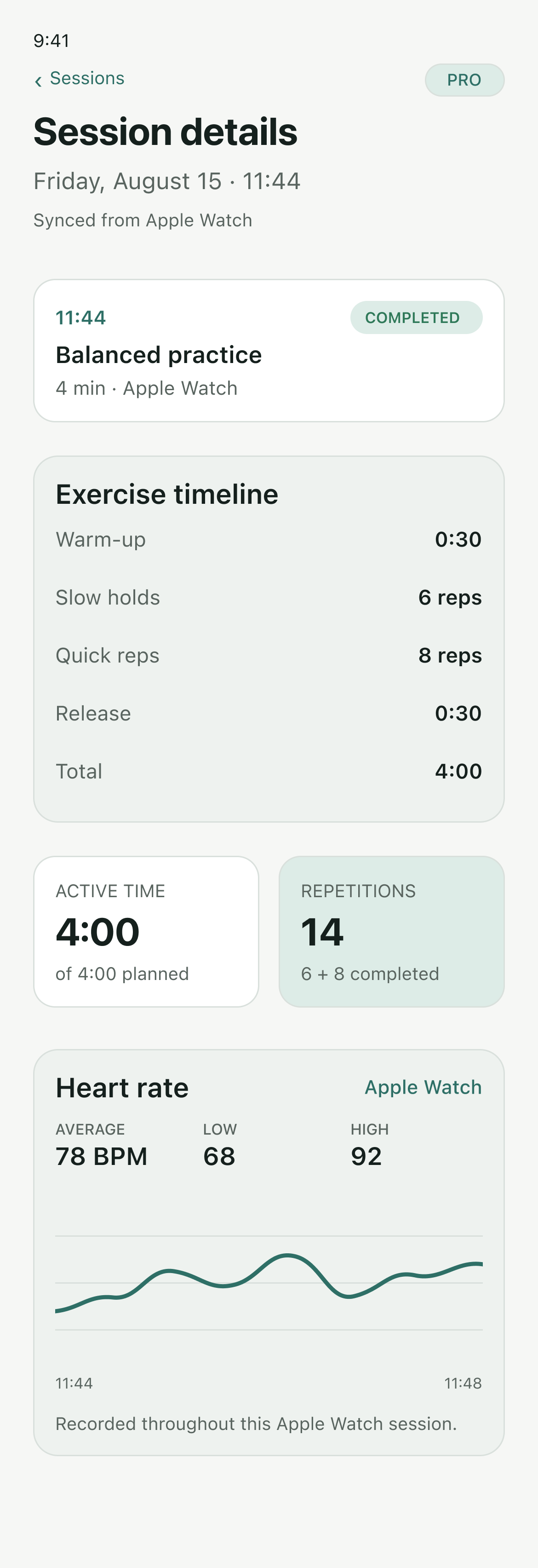 StillCue guided exercise timeline