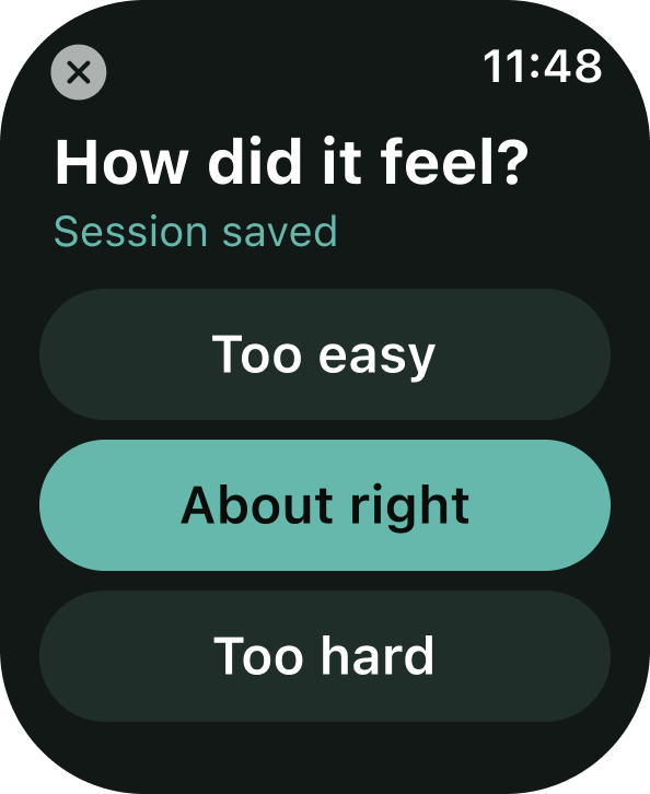 StillCue post-session check-in on Apple Watch